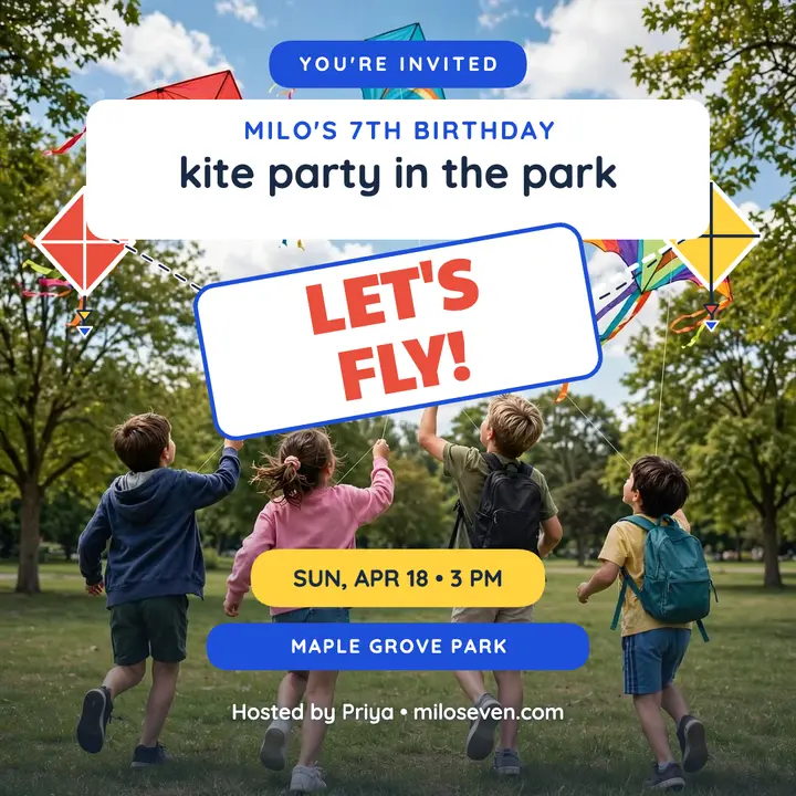Milo's 7th kite birthday party post template