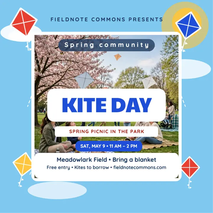 Fieldnote Commons kite day spring picnic post template