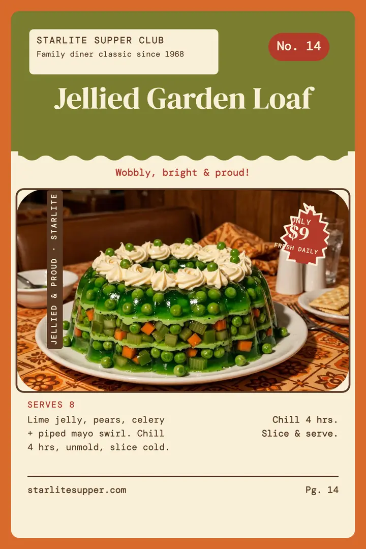 Starlite jellied garden loaf kitsch poster template