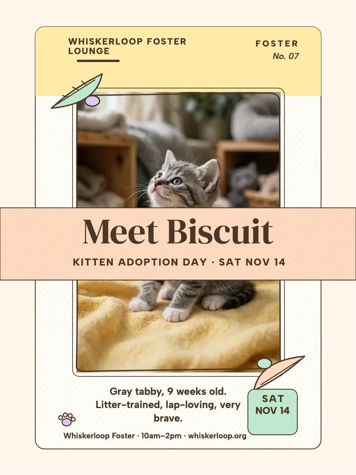 Biscuit kitten adoption day pencil post template