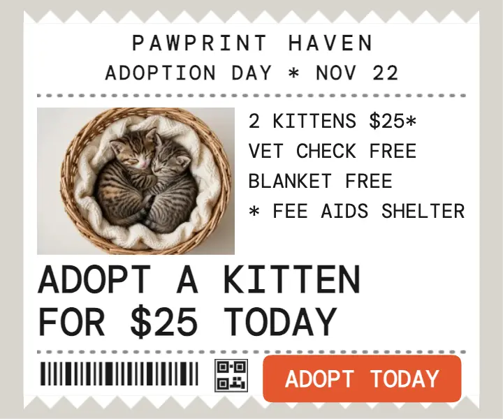Pawprint Haven kitten adoption receipt ad template