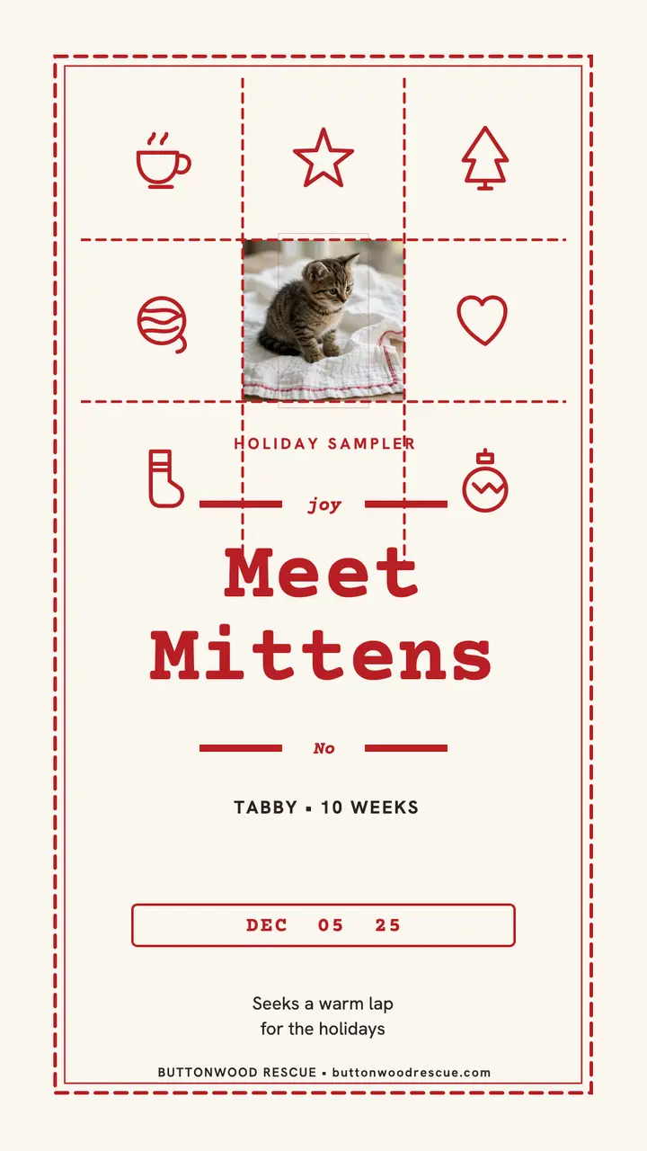 Mittens holiday kitten sampler story template