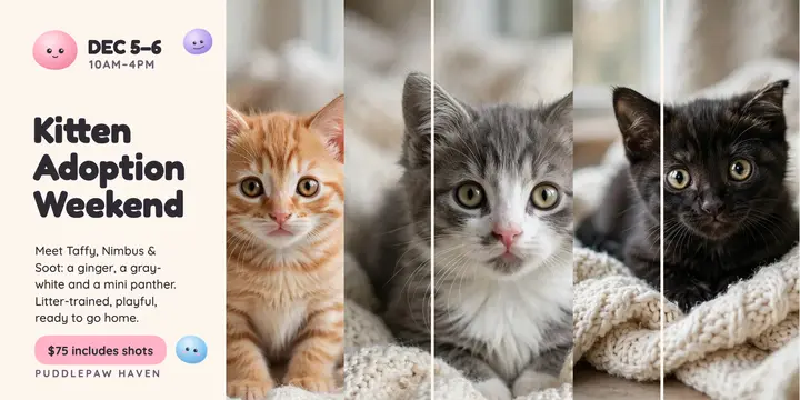 Puddlepaw kitten adoption weekend post template