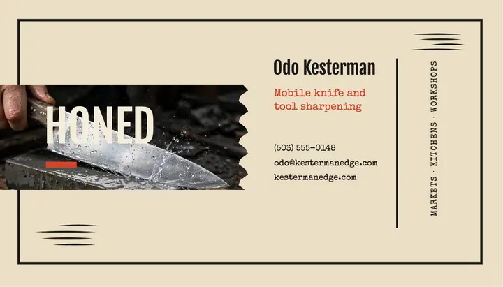 Kesterman Edge knife sharpening linocut card template