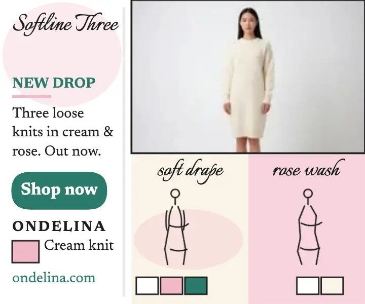 Ondelina Softline Three knit ad: knit launch ad template