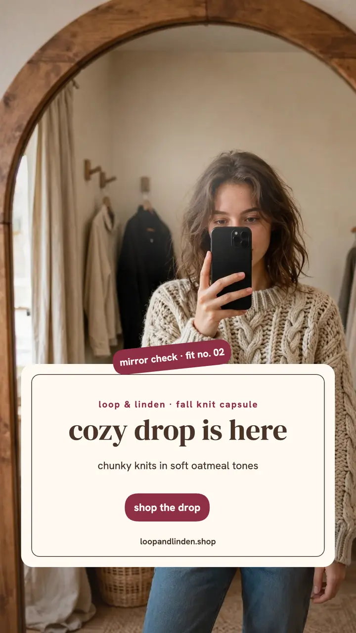Loop and Linden fall knit mirror selfie template