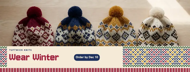 Hand-knit hat sets cover, Fair Isle knit: hand-knit hats facebook cover template