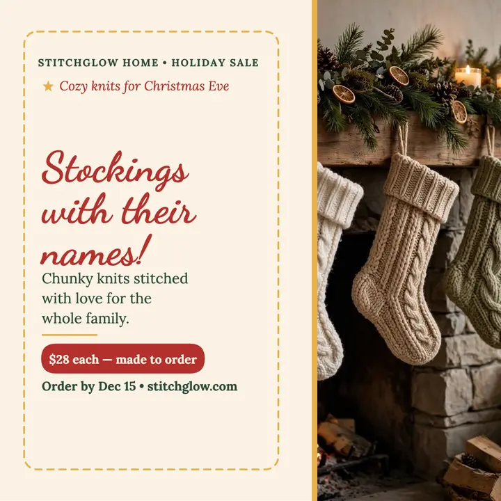 Knit stocking family sale, mantel post template