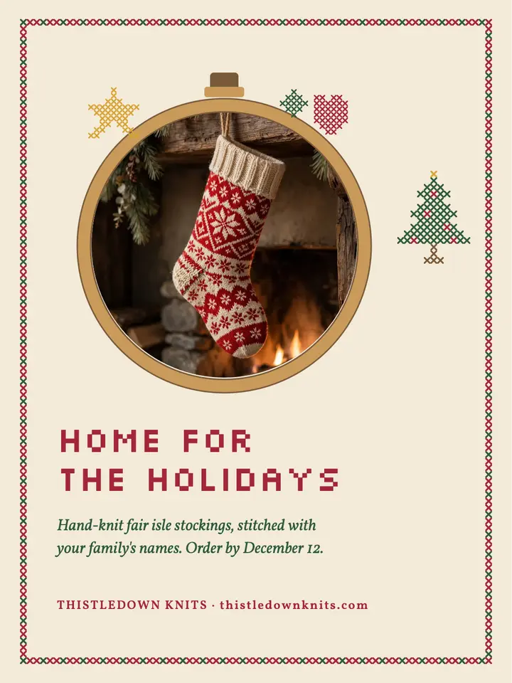 Home for the holidays, cross-stitch template