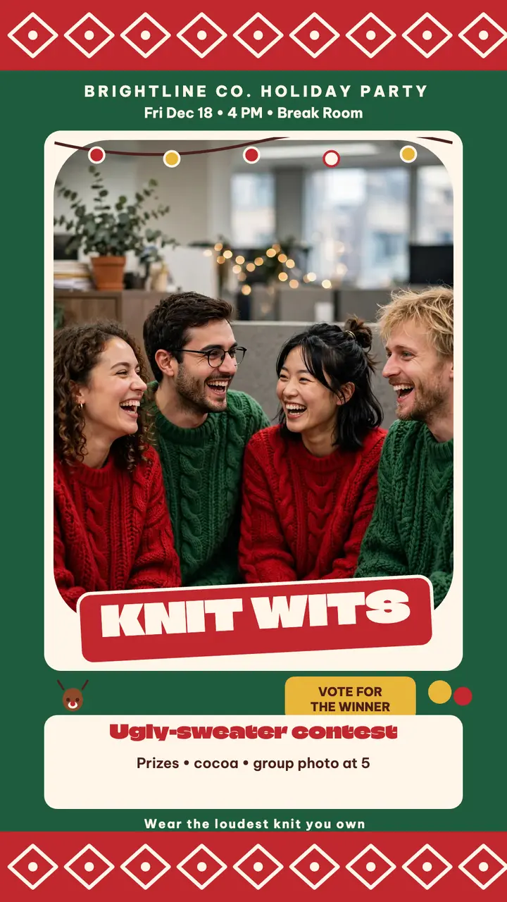 Brightline ugly sweater party story template