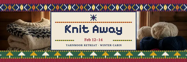 Winter cabin knitting retreat X header, Fair Isle knit template