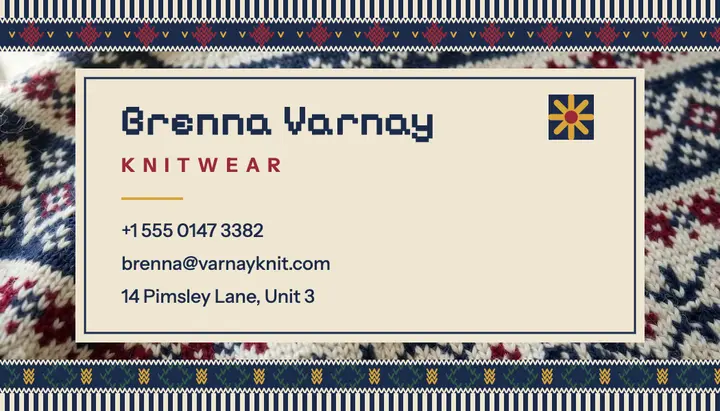 Brenna Varnay Knitworks business card template
