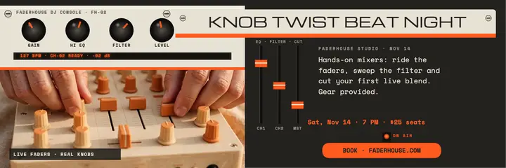 Knob twist DJ workshop header template