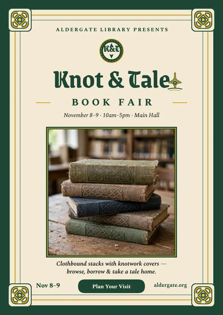 Knot and Tale book fair flyer template