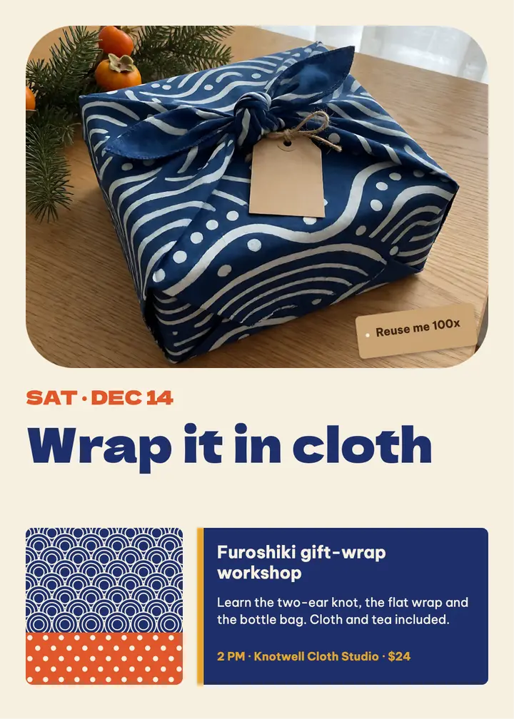 Knotwell furoshiki gift-wrap workshop template