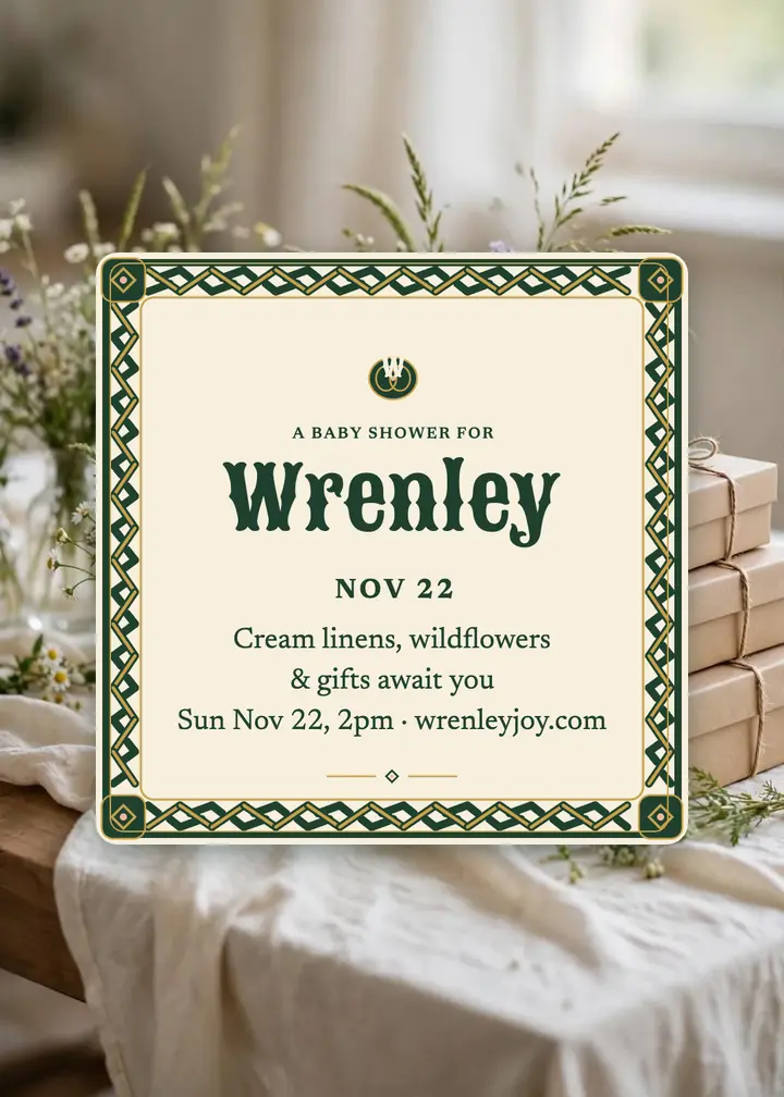 Wrenley baby shower knotwork invitation: baby shower invitation template