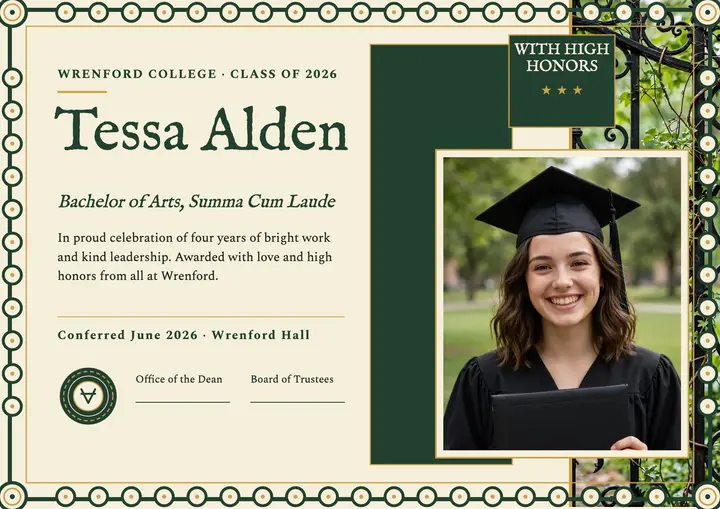 Tessa Alden knotwork graduation certificate template