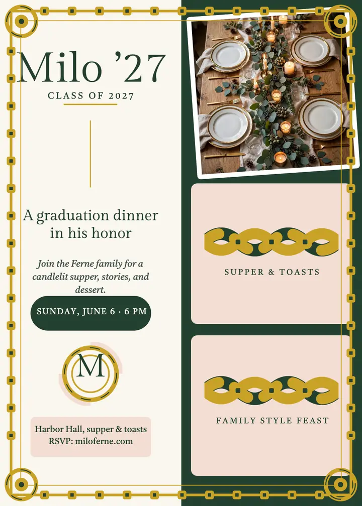 Milo Ferne graduation dinner knot invite template
