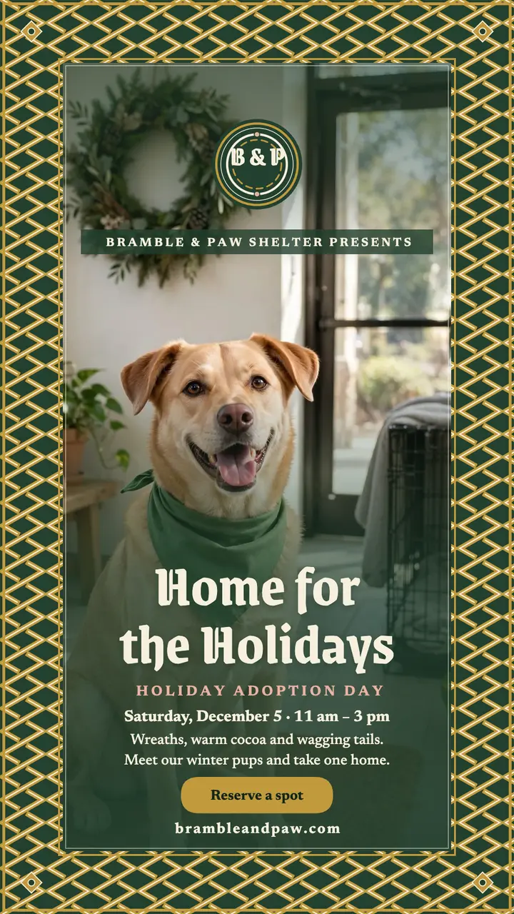 Bramble and Paw holiday adoption story template