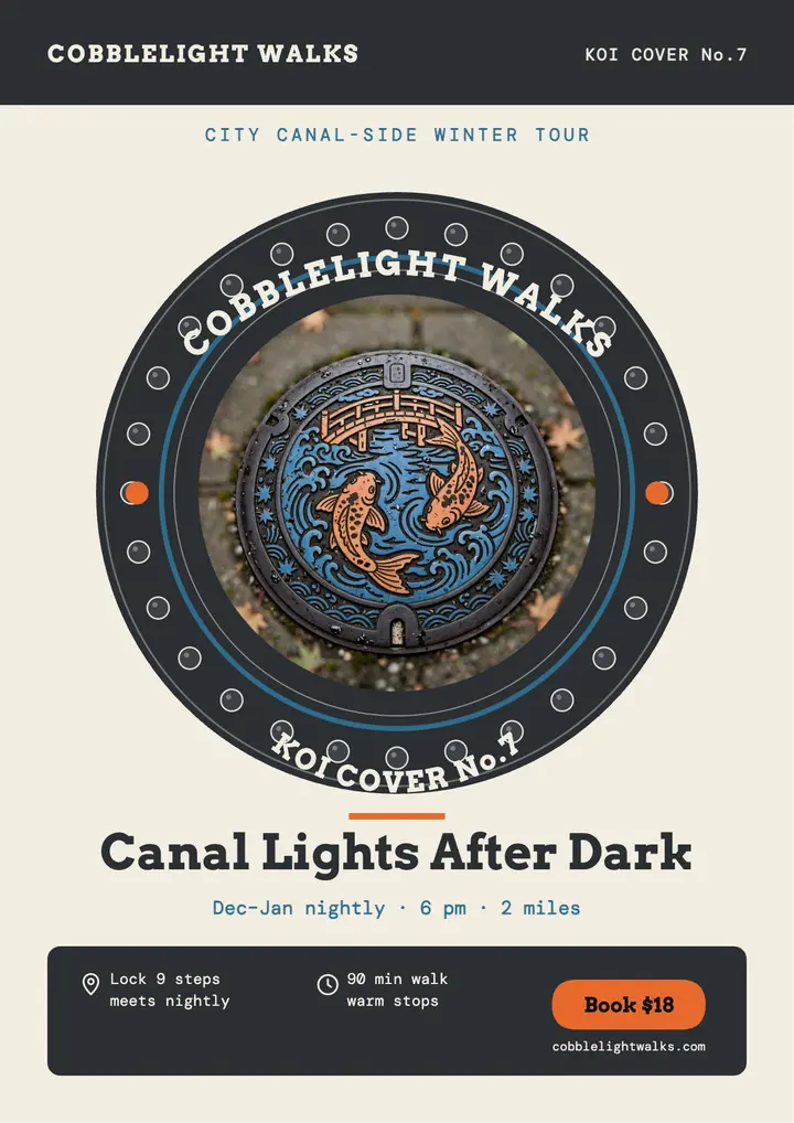 Cobblelight winter lights canal walk flyer template