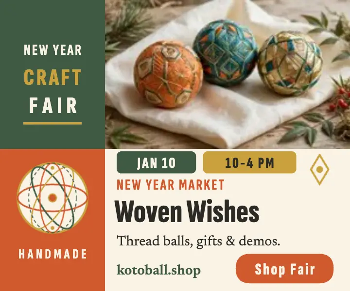 Kotoball New Year temari market ad: new year craft market ad template