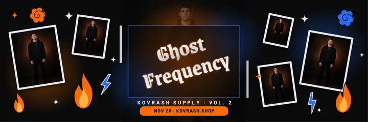 Kovrash Supply Ghost Frequency merch drop header template