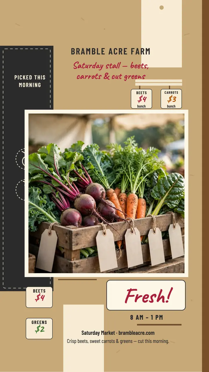 Bramble Acre Saturday market story template