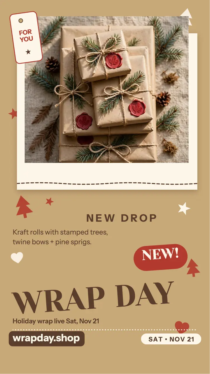 Wrapday kraft gift wrap drop story template