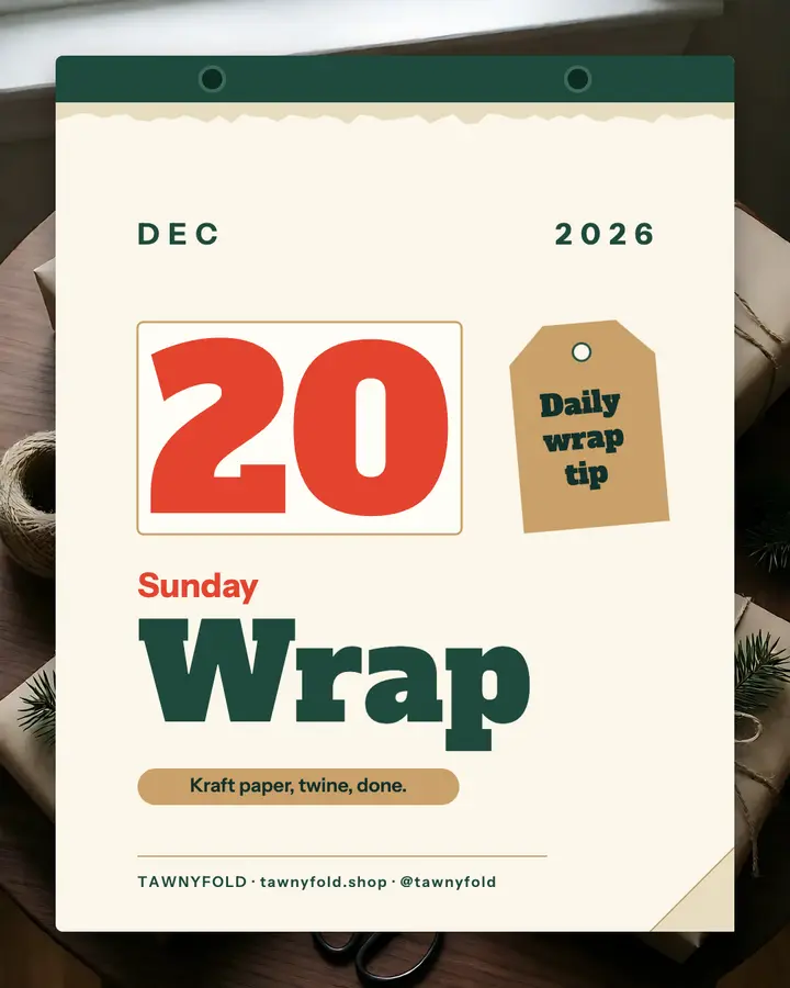 Tawnyfold kraft gift wrap tip tear-off calendar post template