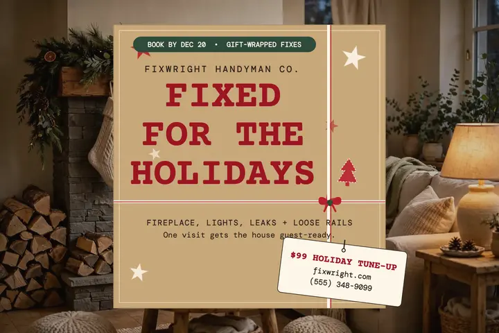 Fixwright holiday tune-up kraft postcard template