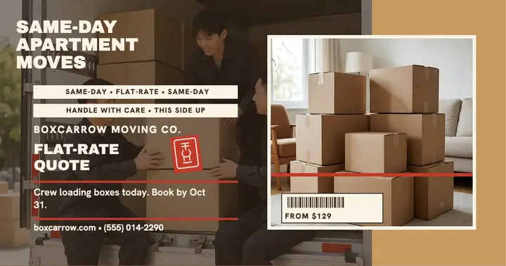 Boxcarrow same-day mover quote post: mover promo post template