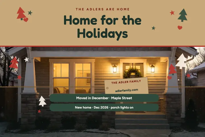 Adler family new home holiday card template