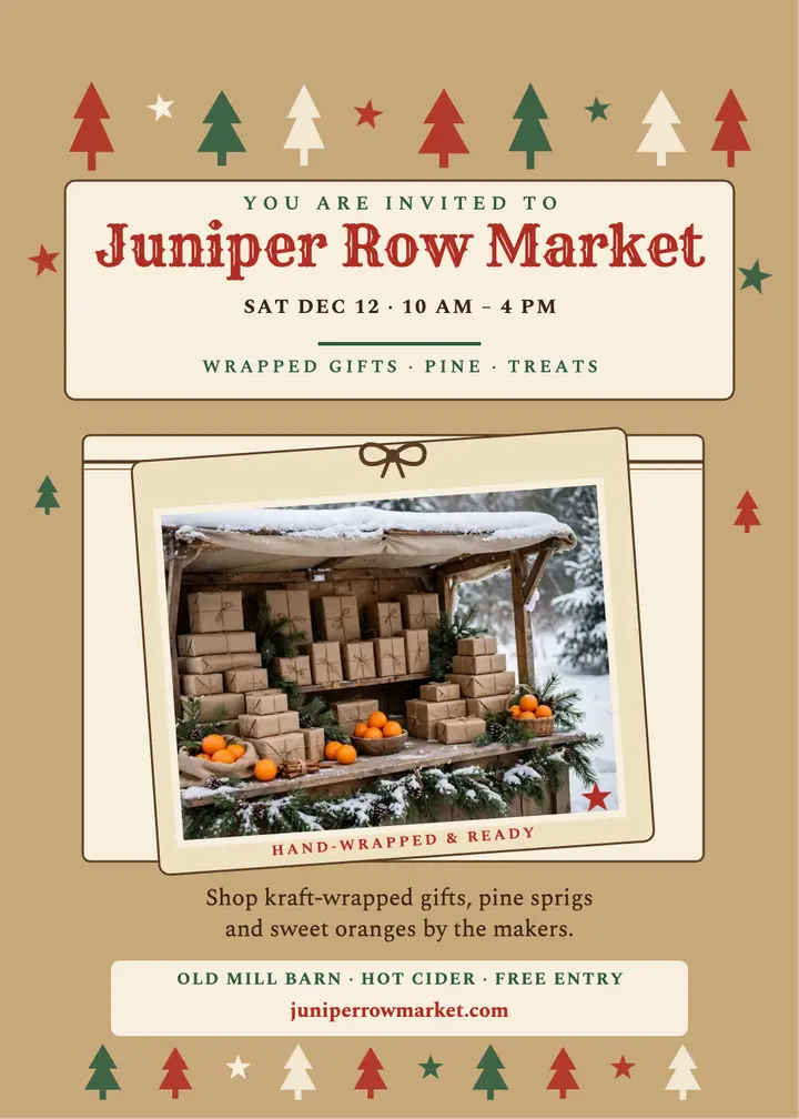 Juniper Row holiday market invitation template