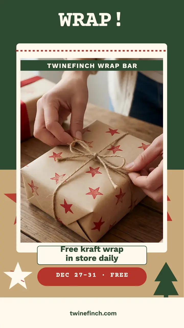 Twinefinch New Year wrap bar story: gift wrap bar story template