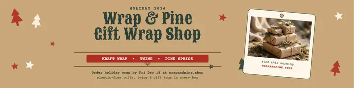 Wrap and Pine holiday gift wrap banner: gift wrap shop banner template