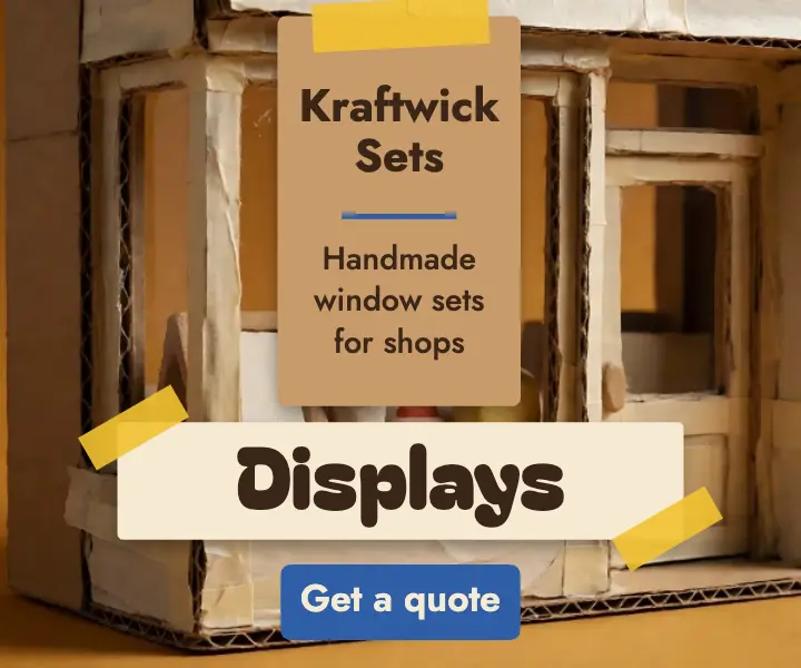 Kraftwick Sets handmade window displays ad: window display studio ad template