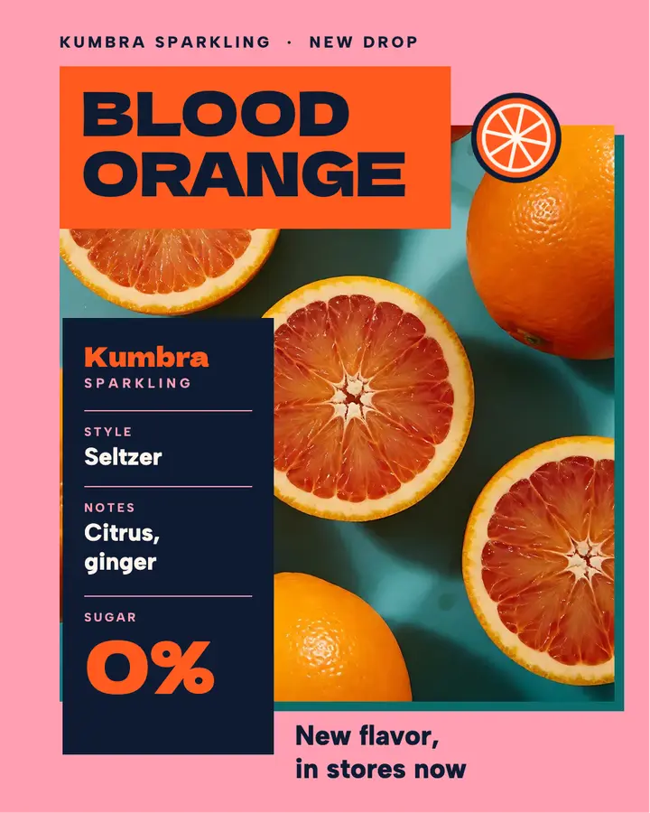 Kumbra blood orange seltzer launch post template