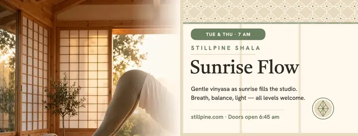 Stillpine Shala sunrise yoga cover template