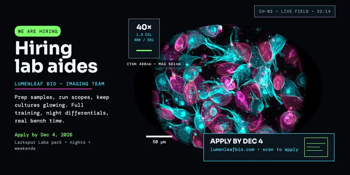 Lumenleaf Bio lab aides hiring post template