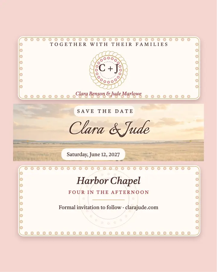Clara and Jude lace save the date template