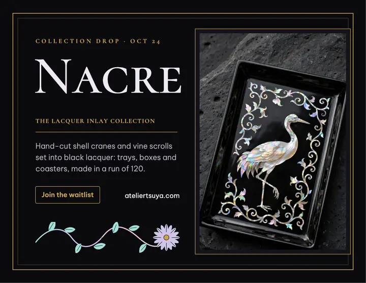 Atelier Tsuya lacquer collection drop flyer: product launch flyer template