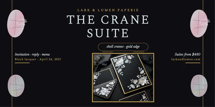 Crane lacquer wedding suite post: wedding invitation suite post template