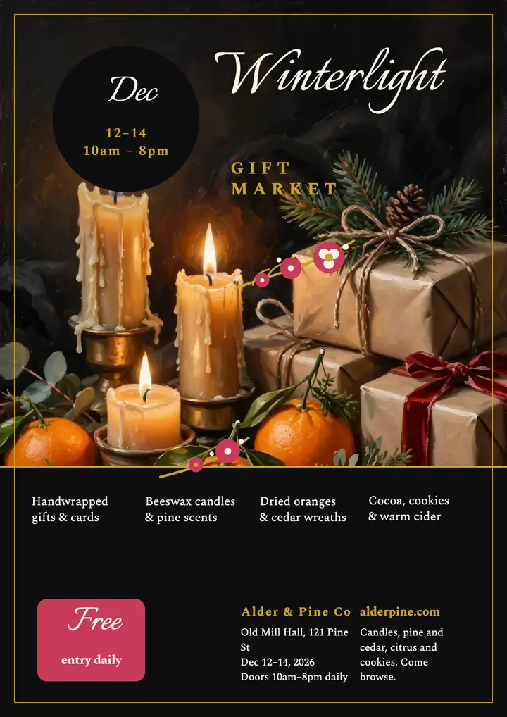 Winterlight holiday gift market flyer template
