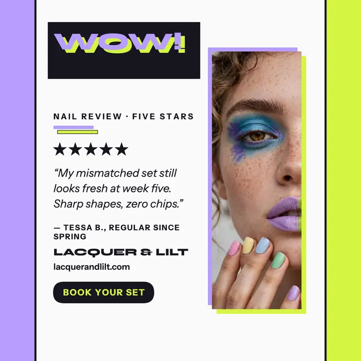 Lacquer and Lilt two-tone review card template
