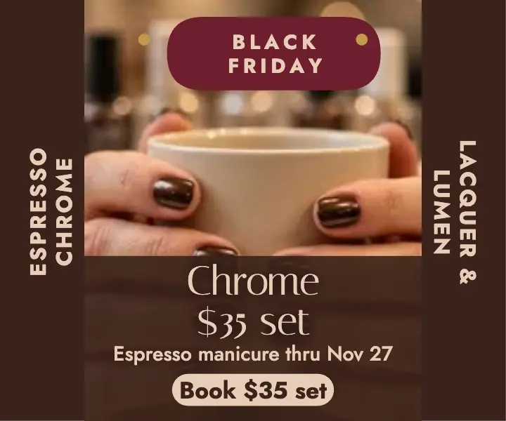 Lacquer and Lumen Black Friday chrome nail ad template