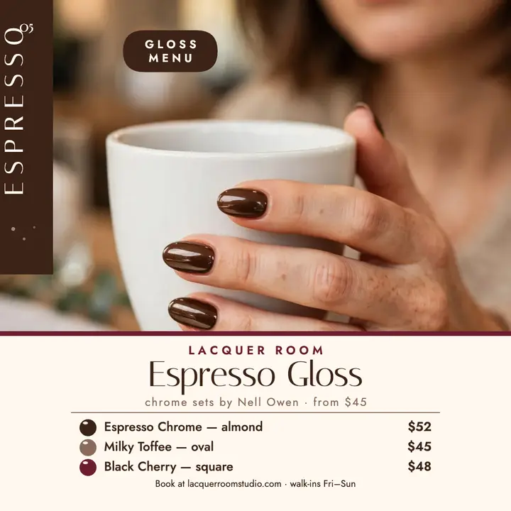 Lacquer Room espresso manicure menu post template