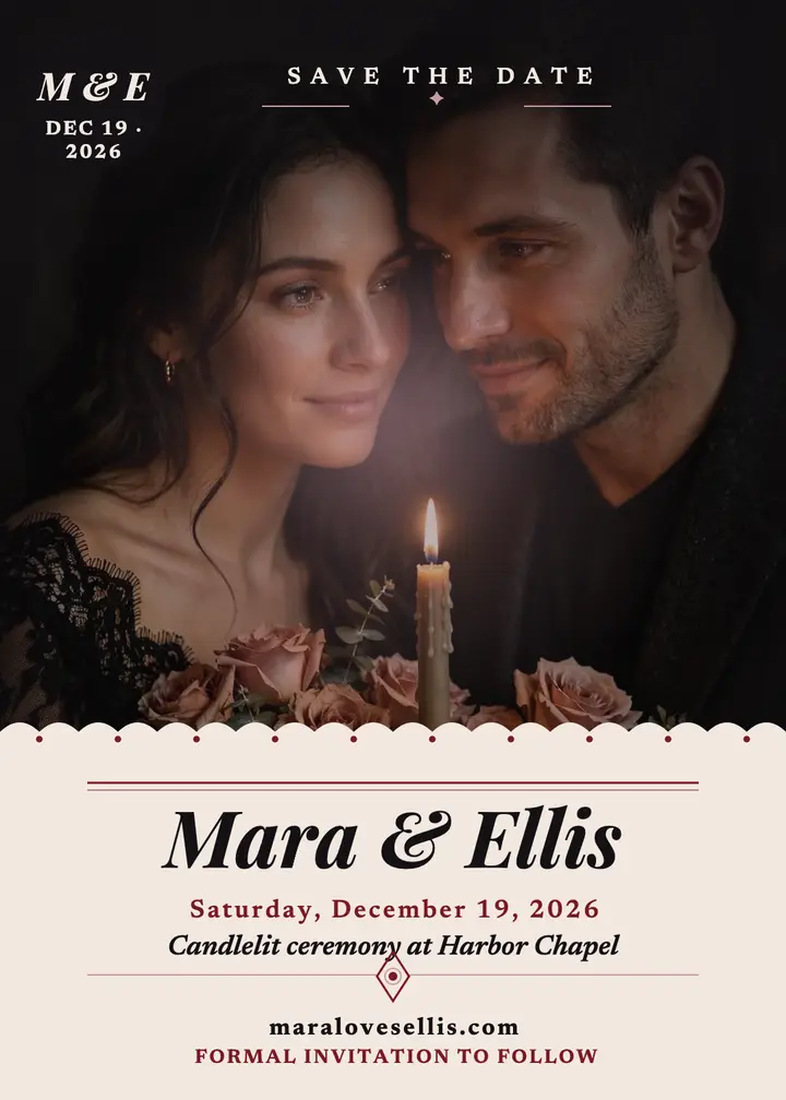 Mara and Ellis candlelit save the date template