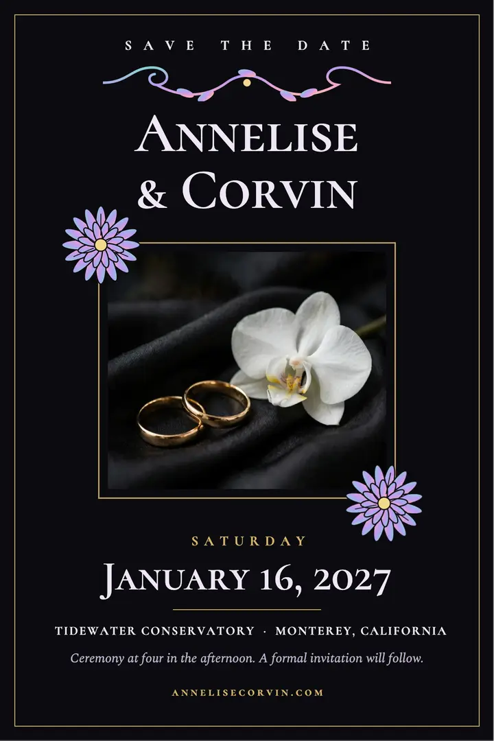 Annelise and Corvin lacquer save-the-date poster template