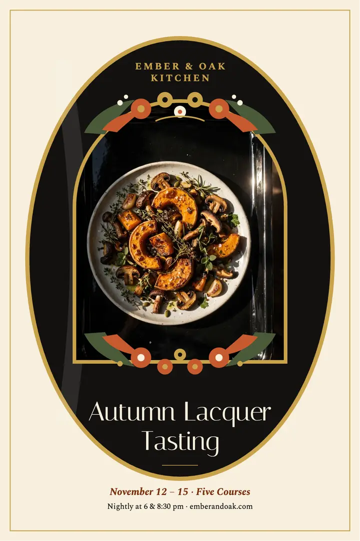 Ember and Oak autumn tasting poster template