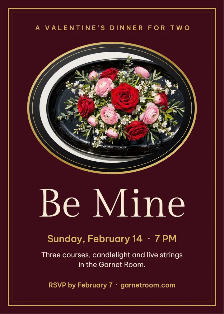Garnet Room Valentine's dinner invitation: valentine's dinner invitation template